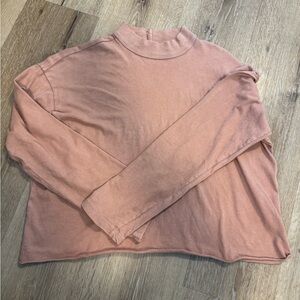 Aerie Long Sleeve CozY Crop moc neck Tshirt in Color ‘Horizon’ 🤎